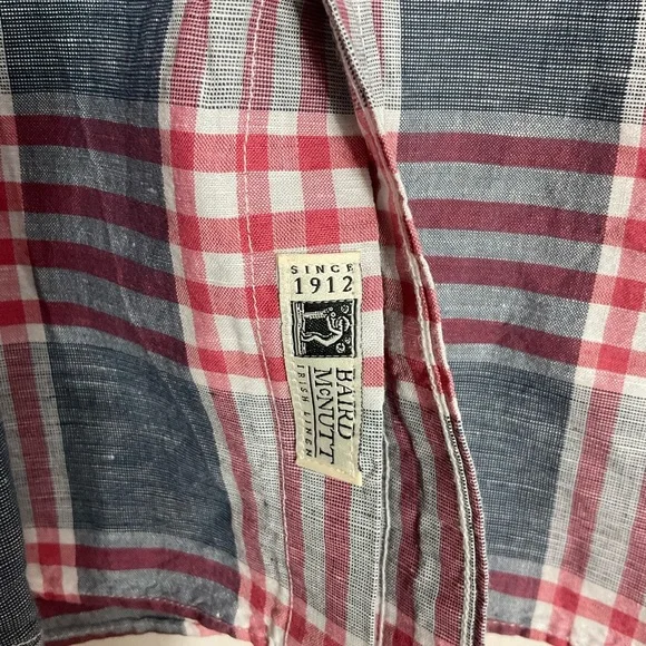 J. Crew linen Red and Blue Plaid Casual Button Down Shirt - Picture 4 of 8
